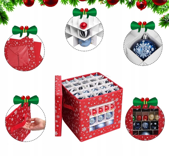 ŚWIĄTECZNE KOSZ PUDEŁKO PRZECHOWYWANIE ORGANIZER 83 BOMBKI CHOINKA ŚWIĘTA