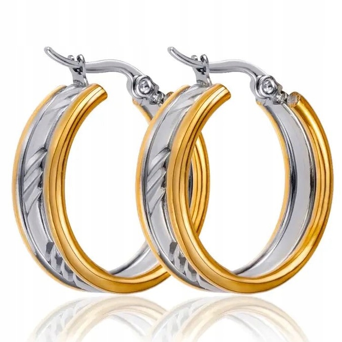 Kolczyki koła stal szlachetna chirurgiczna 316L pozłacana antyalergiczne