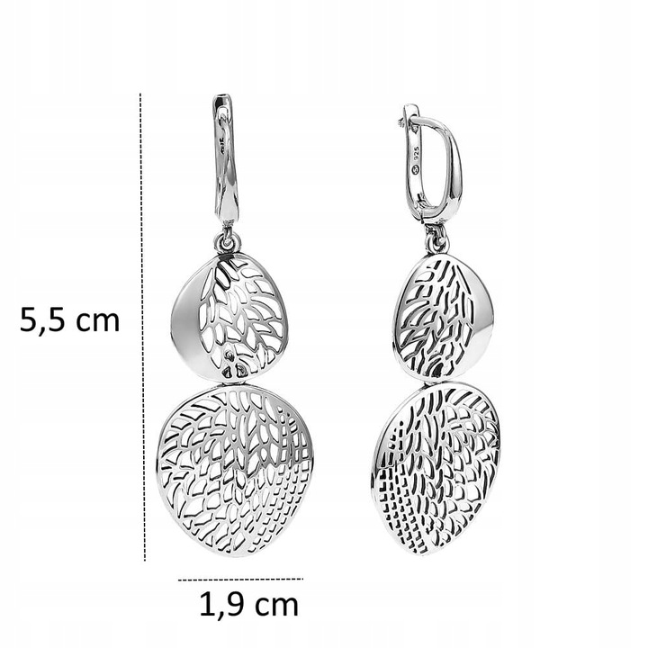 Srebrne kolczyki długie gładkie wiszące z ażurowym wzorem pr 925
