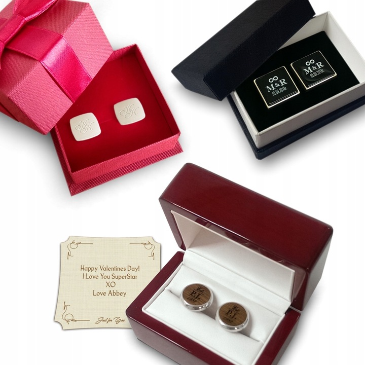 Spinki do mankietów Grawer Inicjały Data | Srebro