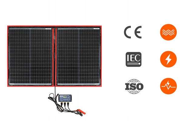 Przenośny panel słoneczny Dokio solarny 110W 18V kontroler 12V akumulator
