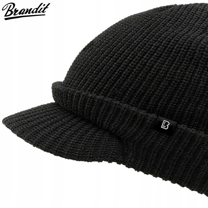 CZAPKA ZIMOWA MĘSKA DAMSKA Z DASZKIEM BRANDIT SHIELD CAP NA ZIMĘ CZARNA