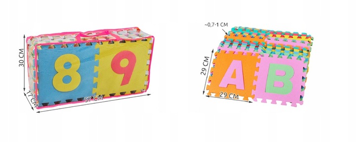 DUŻE PUZZLE EDUKACYJNE PIANKOWE DLA DZIECI CYFRY I LITERY MATA 36 ELEMENTÓW