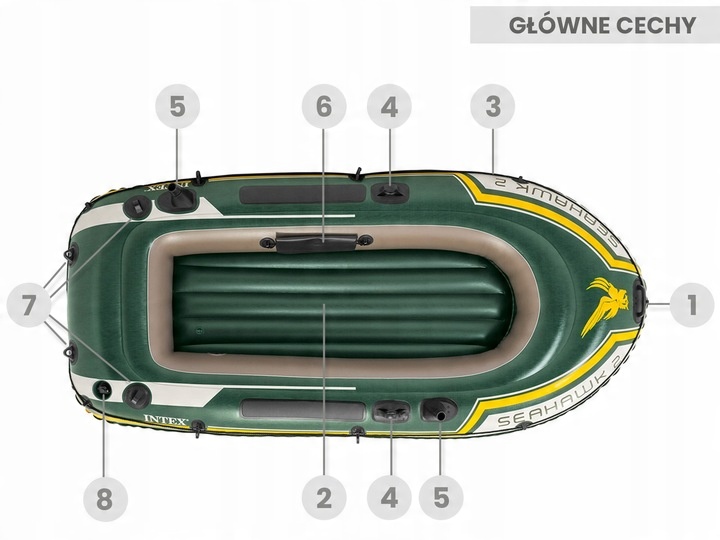 PONTON SEAHAWK 2 +WIOSŁA +POMPKA 236cm INTEX 68347