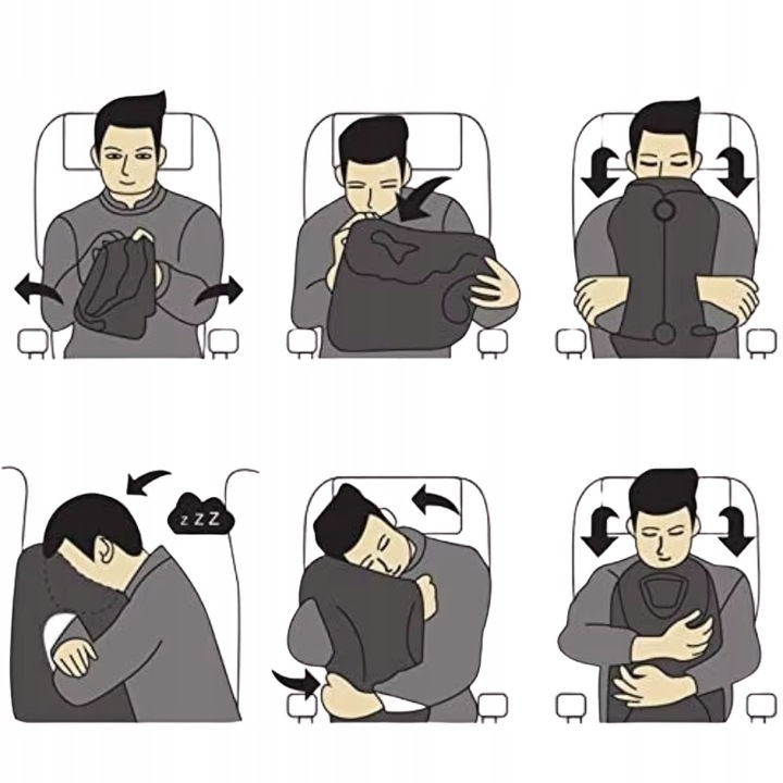 PODUSZKA PODRÓŻNA POMPOWANA DO SAMOLOTU POCIĄGU AUTA DUŻA WYGODNA DMUCHANA