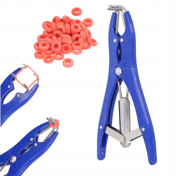 SZCZYPCE DO ZAKŁADANIA GUMEK ELASTRATOR + 100 GUMEK ZESTAW DO KASTRACJI