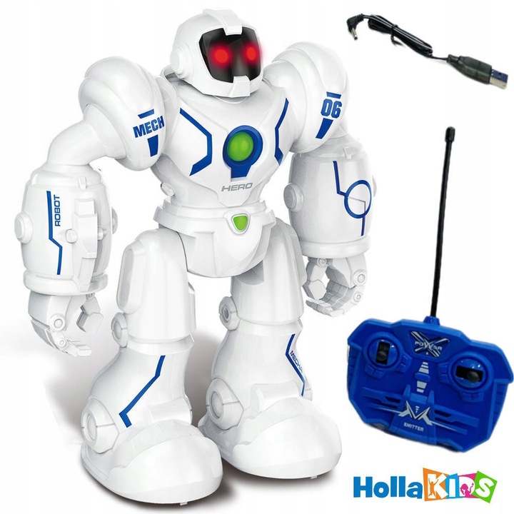 DUŻY ROBOT ROBOHERO Zdalnie Sterowny Świeci Chodzi USB PILOT Akumulator