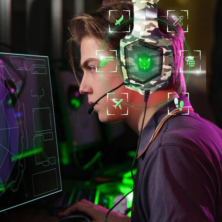 ONIKUMA K8 CAMO SŁUCHAWKI GAMINGOWE NAUSZNE PRZEWODOWE Z MIKROFONEM RGB