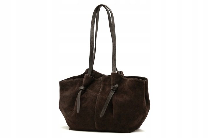 Vera Pelle torebka shopper skóra naturalna zamszowa brązowy