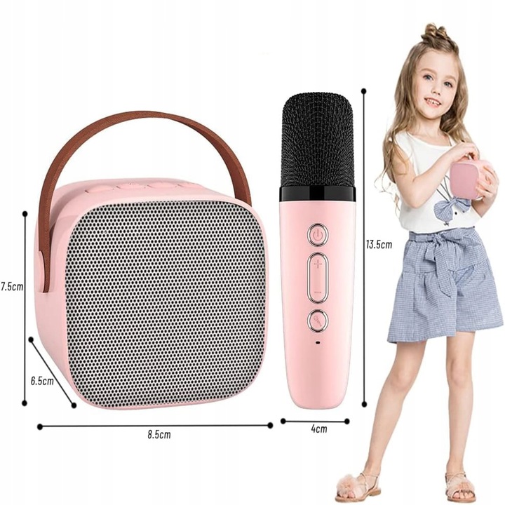 ZESTAW DO KARAOKE BEZPRZEWODOWY MINI GŁOŚNIK BLUETOOTH MIKROFON DLA DZIECI