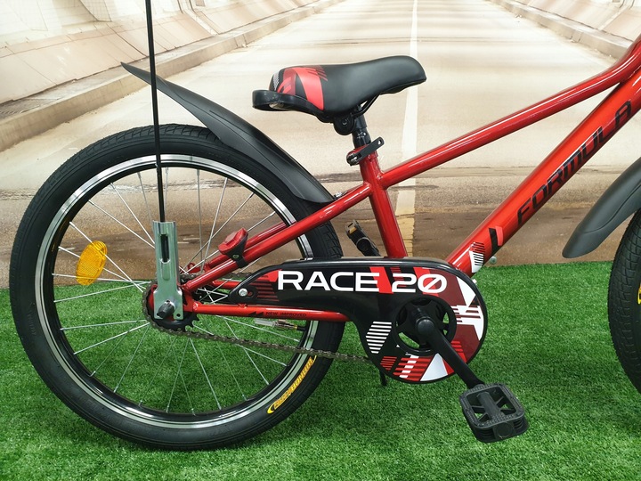 Rowerek dziecięcy dla chłopca 20" CZERWONY + chorągiewka, dzwonek, błotniki