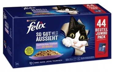 Felix SoGut 44x85g Mix mięs i ryb w galarecie saszetki dla kota DE