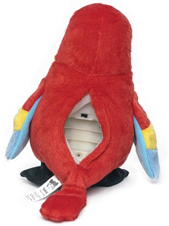 PAPUGA CZEROWNA GADAJĄCA POWTARZAJĄCA MUZYKUJĄCA PLUSZOWA MASKOTKA ROZMAWIA