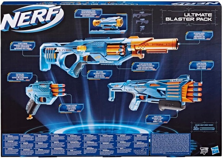 SNAJPERKA NERF ELITE EAGLEPOINT + KARABIN SHOTGUN I PISTOLET + 50 STRZAŁEK