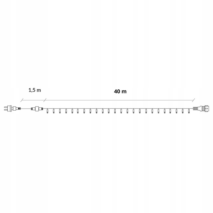 LAMPKI CHOINKOWE ZEWNĘTRZNE + FLASH 40m CIEPŁY BIAŁY IP44 ŚWIATEŁKA 500 LED