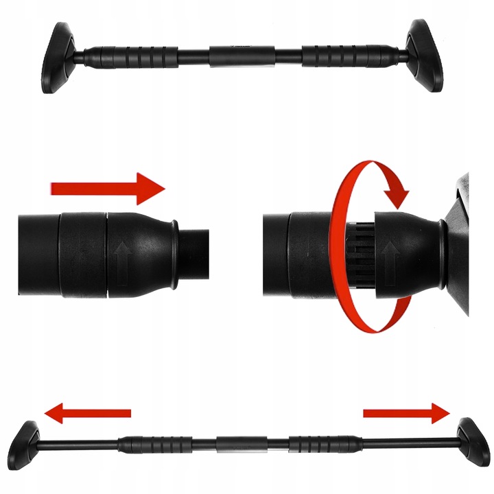 Drążek do Podciągania Rozporowy Regulowany Stalowy Ćwiczeń 180 kg Solidny