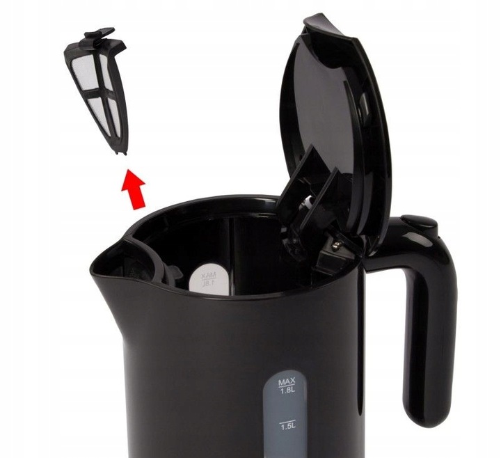 CZAJNIK ELEKTRYCZNY BEZPRZEWODOWY POJEMNY MOCNY 1,8L 2200W CZARNY DUŻY