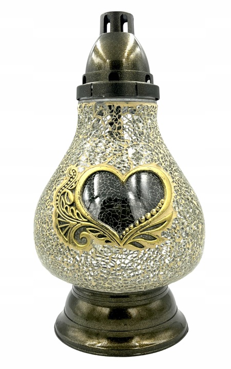 Znicz Lampion Karafka Mirror Złoty Serce Witraż