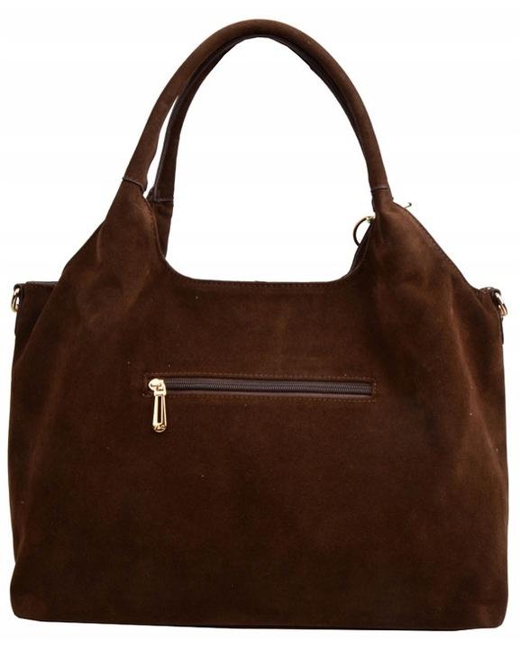 Torebka Flora&Co czekoladowa SHOPPER eco zamsz z brelokiem pompon