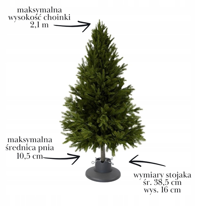 Stojak pod choinkę SREBRNY szary POJEMNIK na wodę 2,1m STABILNY plastik