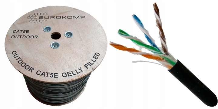 KABEL UTP zewnętrzna ŻEL RJ45 skrętka 100m ZIEMNA