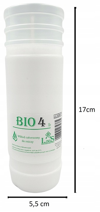 Wkłady do zniczy Parafinowe Znicze Bio 4 Całoroczne 17 cm do 4 dni x 20szt.