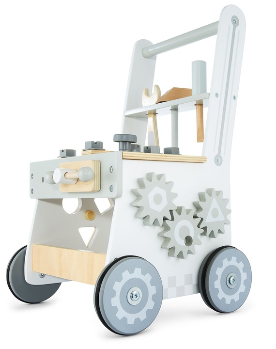 Drewniany Warsztat Dla Dzieci 3w1 Chodzik Pchacz Wózek 47 elementów Solidny