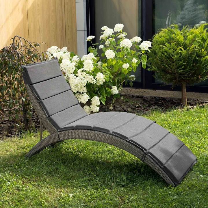 Leżak ogrodowy składany regulowany na balkon taras technorattan z poduszką