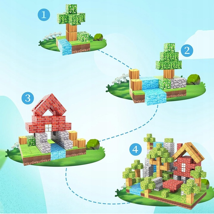 KLOCKI MAGNETYCZNE SZEŚCIANY DLA DZIECI 1 LUDZIK 100 KLOCKÓW POMYSŁ ZESTAW