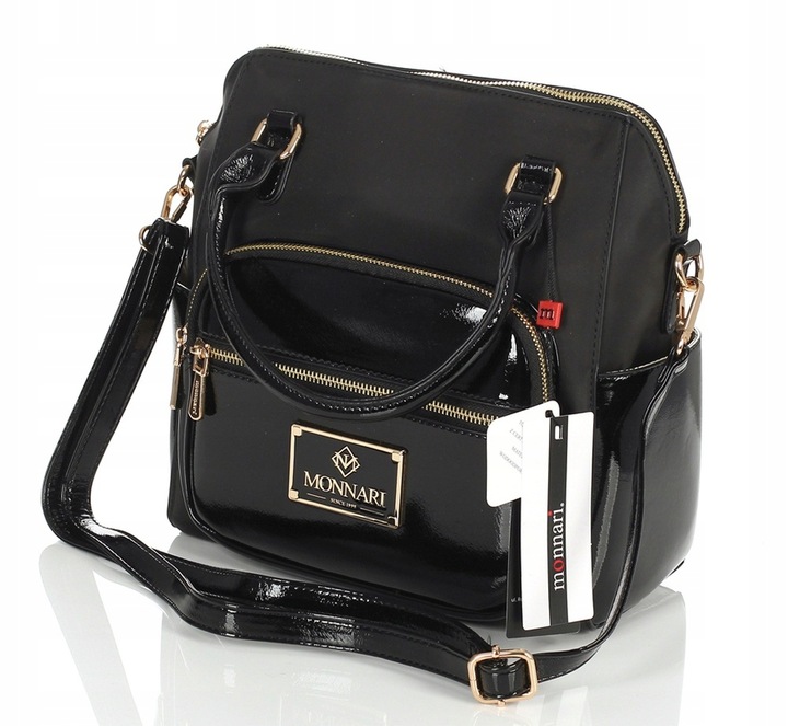 Monnari Czarna torebka listonoszka KUFEREK do ręki i plecak w jednym 3w1