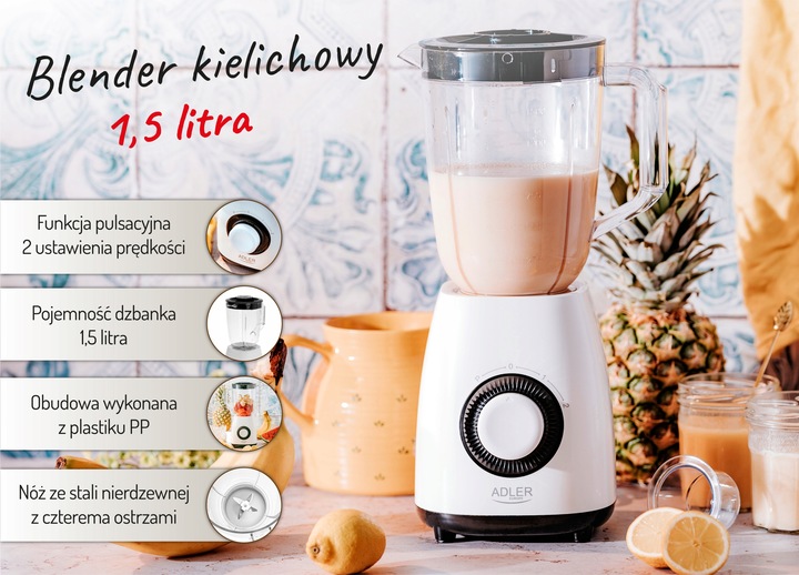 BLENDER KIELICHOWY MIKSER 1,5L 1000W ADLER AD 4085