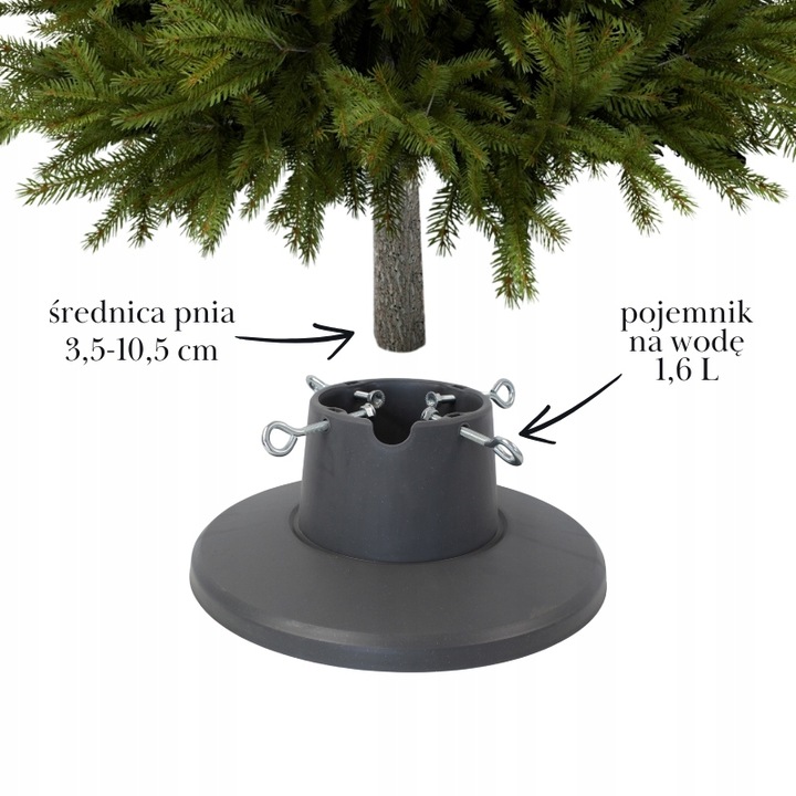 Stojak pod choinkę SREBRNY szary POJEMNIK na wodę 2,1m STABILNY plastik