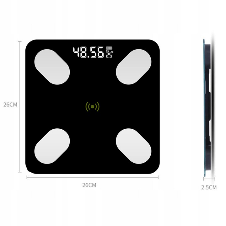 WAGA ŁAZIENKOWA ELEKTRONICZNA ANALITYCZNA BLUETOOTH DOKŁADNA SMART 25W1