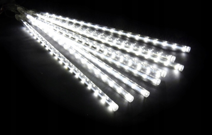 SOPLE METEORY BIAŁE ZIMNE LED LAMPKI PADAJĄCY ŚNIEG 30cm BIAŁY ZIMNY