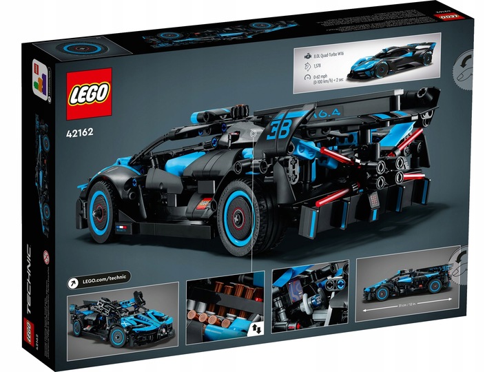 LEGO Technic Model Samochód Wyścigowy Auto Bugatti Bolide Agile Blue 42162