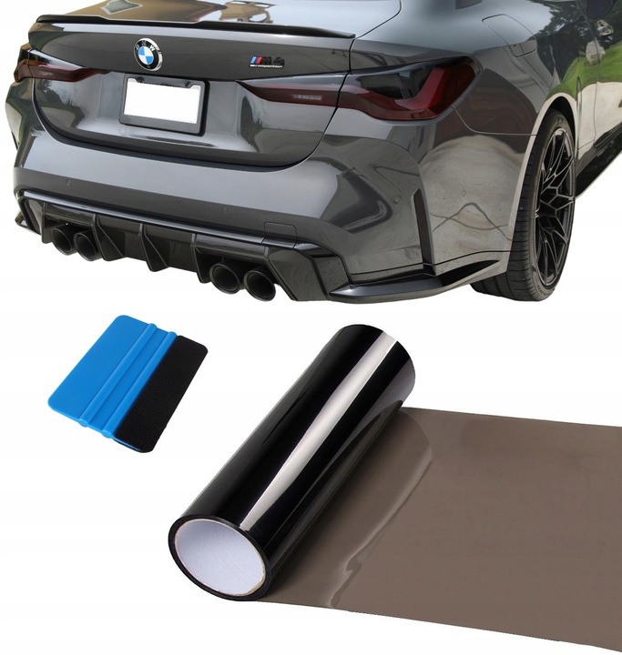 FOLIA DO PRZYCIEMNIANIA LAMP CZARNA JASNA 2m x 30cm POŁYSK NA LAMPY + RAKLA