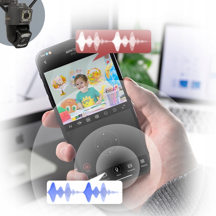 KAMERA OBROTOWA 2xOBIEKTYW 2MP+2MP ZOOM na kartę SIM 4G LTE GSM 2K DETEKCJA