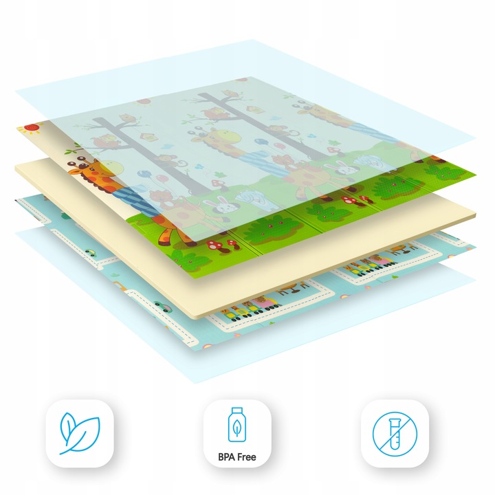 OGROMNA DWUSTRONNA MATA EDUKACYJNA DLA DZIECI SKŁADANA 180x200 GRUBOŚĆ 1CM