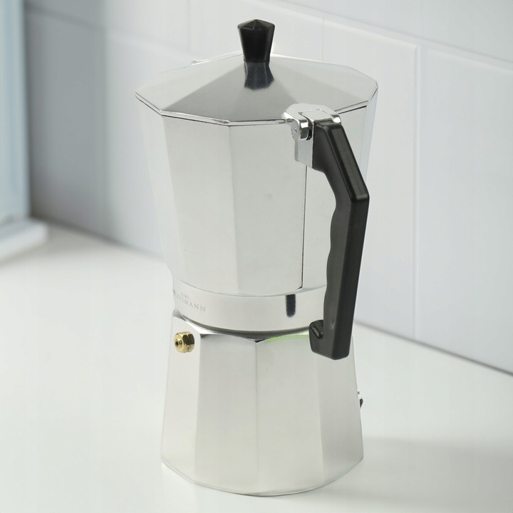 KAWIARKA ALUMINIOWA 450 ml 9 filiżanek SREBRNA DO KAWY + GRATIS