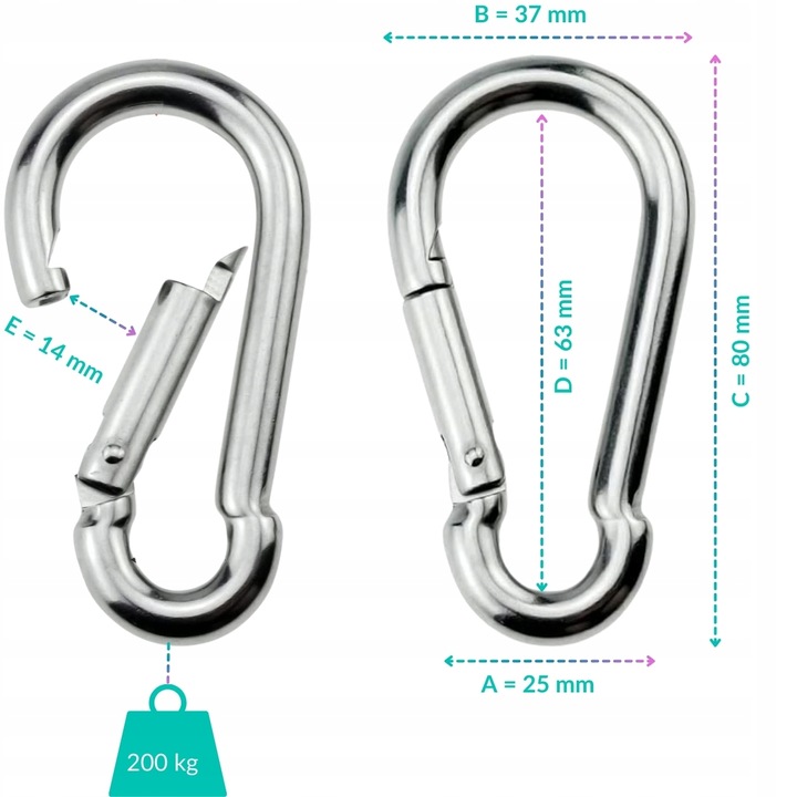 SZNUR UCHWYT DO WYCIĄGU LINA NA TRICEPS MASYWNA I SOLIDNA Z KARABIŃCZYKIEM