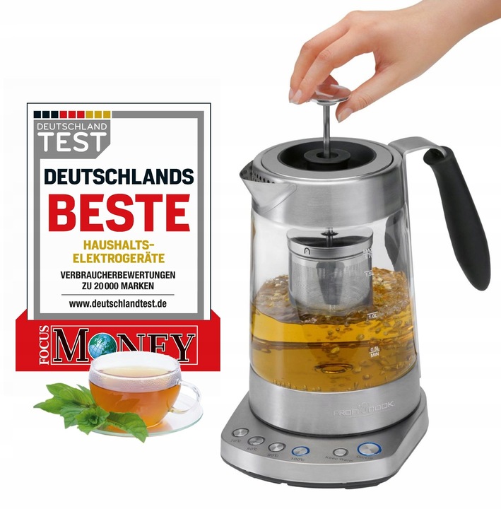 CZAJNIK ELEKTRYCZNY Z ZAPARZACZEM DO HERBATY ZAPARZACZ 1,7L 3000W INOX