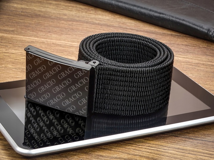 Długi Pasek Męski Parciany Wojskowy Szeroki Czarny Zaciskowa Klamra 135cm