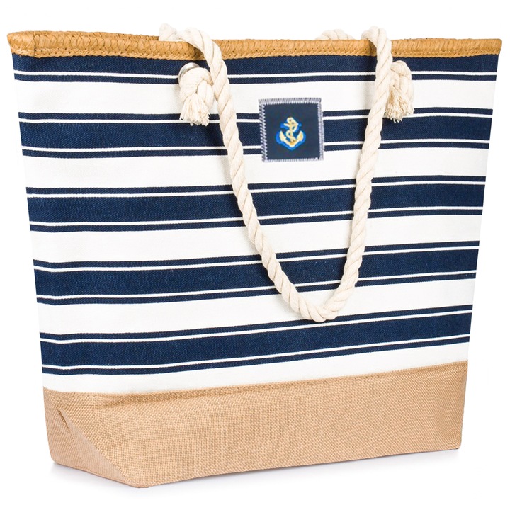 Torba Plażowa Duża Zapinana Na Zamek Torebka Shopper Na Piknik z Podszewką