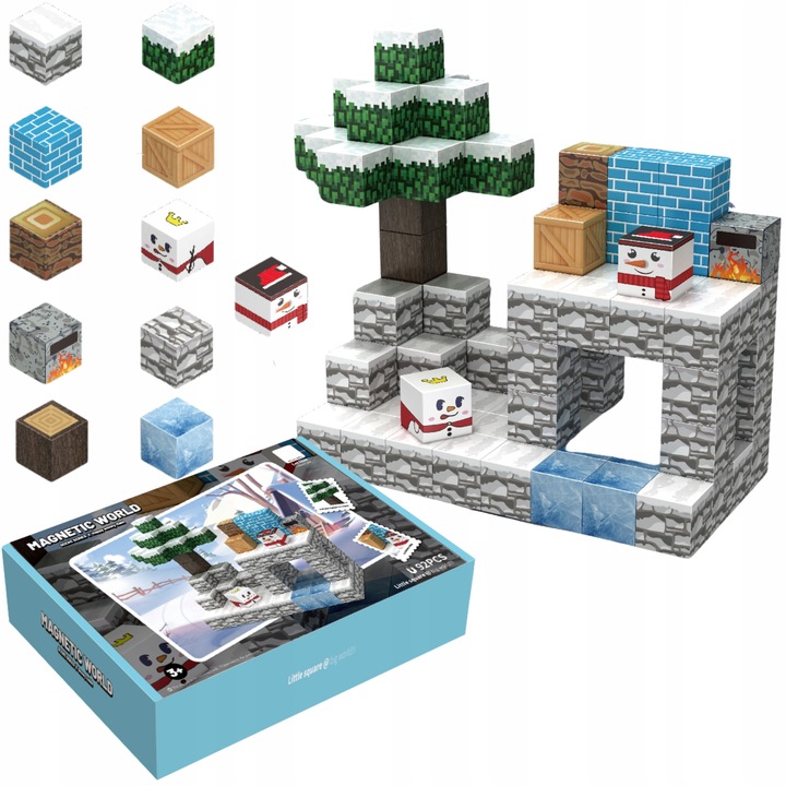 KLOCKI MAGNETYCZNE 2 cm kostki budowlane konstrukcyjne BLOKI SZEŚCIANY 92el