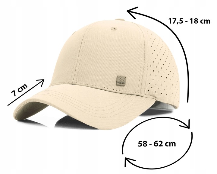 CZAPKA z Daszkiem Bejsbolówka Oddychająca Głęboka JASNOBEŻOWA Pako Jeans