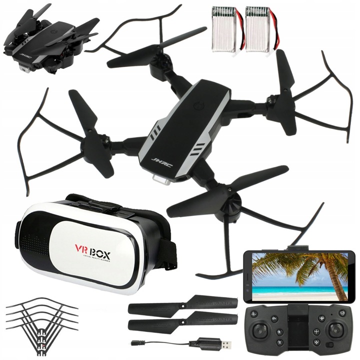 DRON KAMERA WIFI na Żywo ZAWIS POWRÓT ANDROID iOS 30MIN 2x Aku +GOGLE VR A
