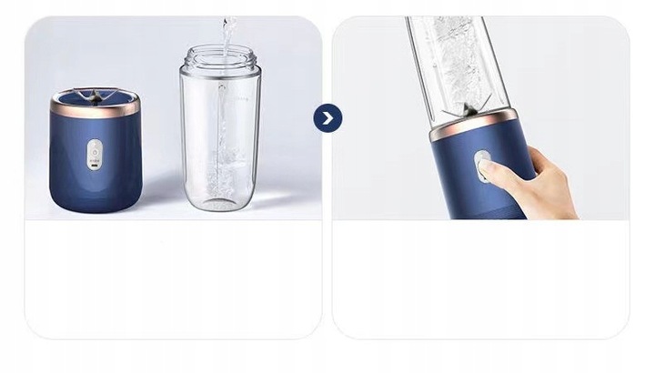 BLENDER KIELICHOWY PRZENOŚNY BEZPRZEWODOWY KEMPING 400ML 2 KUBKI