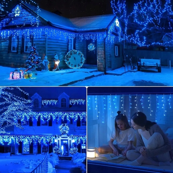 SOPLE 500 LED KURTYNA LAMPKI ZEWNĘTRZNE IP44 FLASH Niebieskie 23M