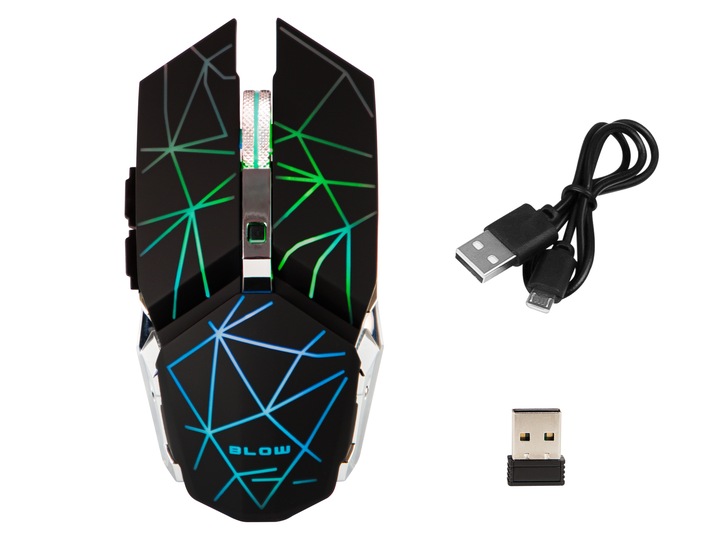 MYSZKA GAMINGOWA DLA GRACZY BEZPRZEWODOWA MYSZ OPTYCZNA LED RGB + PODKŁADKA