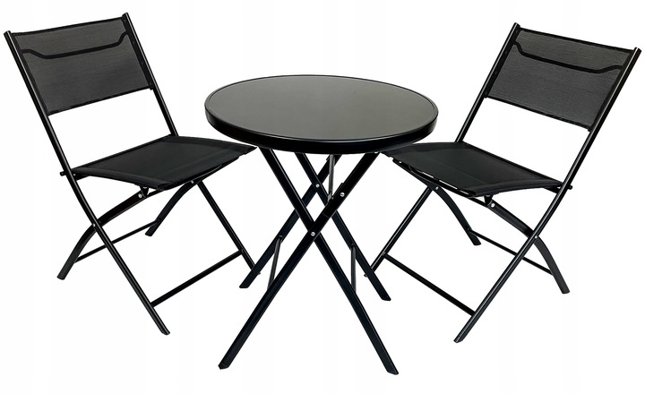 MEBLE NA BALKON TARAS SKŁADANE KOMPLET ZESTAW TASOS 2-OS 60 L CZARNY